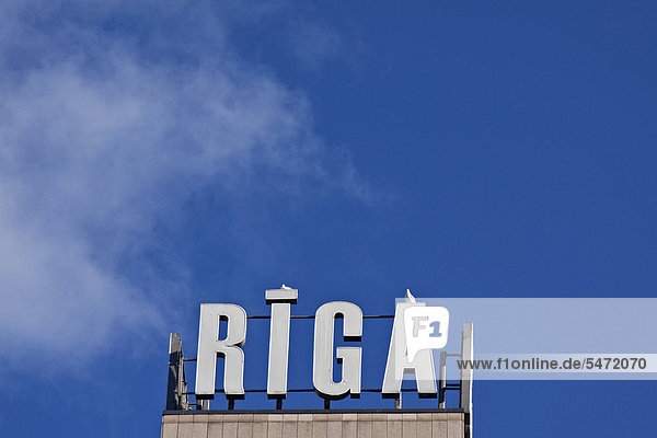 Schriftzug Riga  in Riga  Lettland  Europa