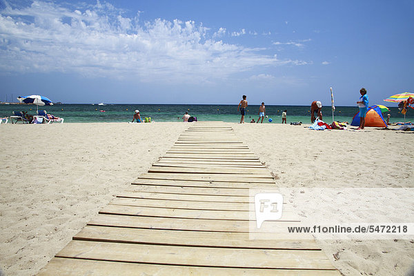 Beach of Santa Eulalia  Ibiza  Balearic Islands  Spain  Europe