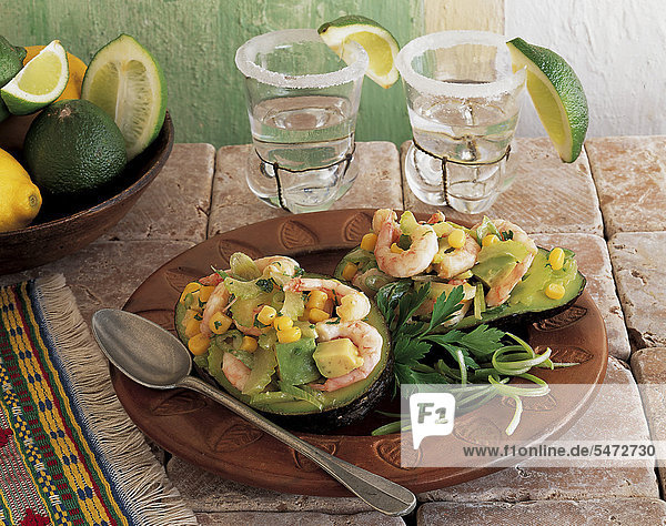 Shrimp salad in avocados  Mexico  recipe available for a fee