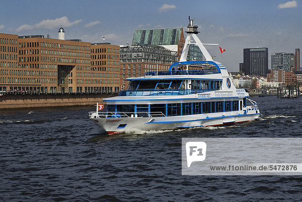 Ship on a great harbour cruise  Port of Hamburg  Elbe river  Hamburg  Germany  Europe