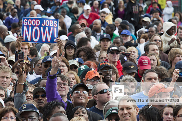 The crowd at President Barack Obama's Labor Day rally in Detroit  Michigan  USA
