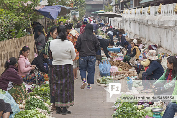 The morning market in Luang Prabang  Laos  Southeast Asia