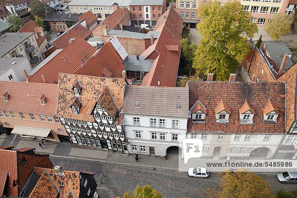 Europa Kirche Ansicht UNESCO-Welterbe Deutschland Markt Quedlinburg Sachsen-Anhalt