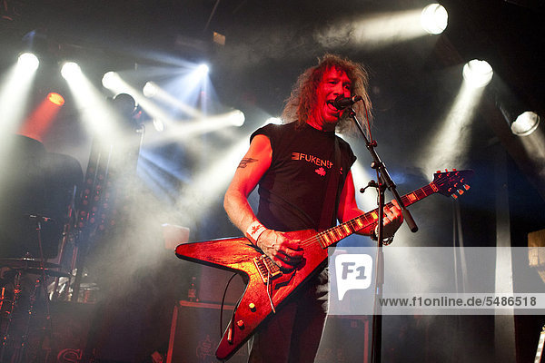 'Singer and frontman Steve ''Lips'' Kudlow of the Canadian heavy metal band Anvil playing live at the Schueuer in Lucerne  Switzerland  Europe'