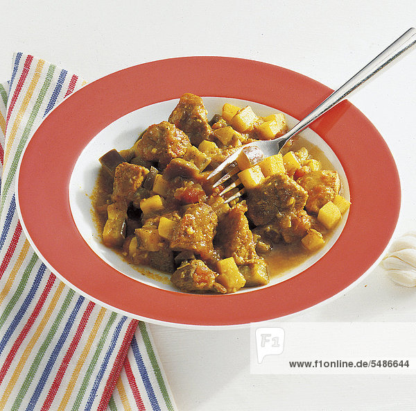 Pork curry with vegetables  Guadeloupe  recipe available for a fee