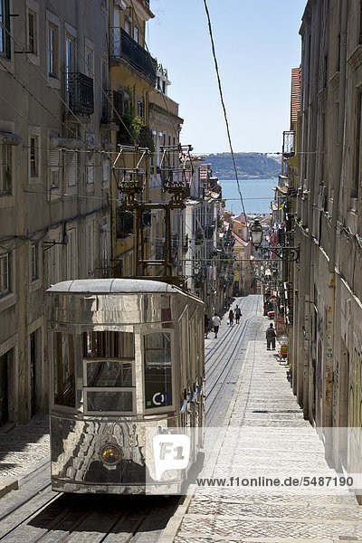 Funicular railway  old town of Lisbon  Portugal  Europe