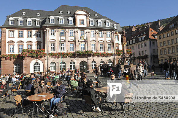 Europa Cafe Quadrat Quadrate quadratisch quadratisches quadratischer Bürgersteig Baden-Württemberg Deutschland Heidelberg Markt