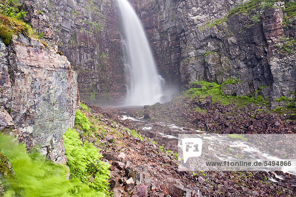 Njupeskär Wasserfall  Nationalpark Fulufjället  Dalarna  Schweden  Skandinavien  Europa