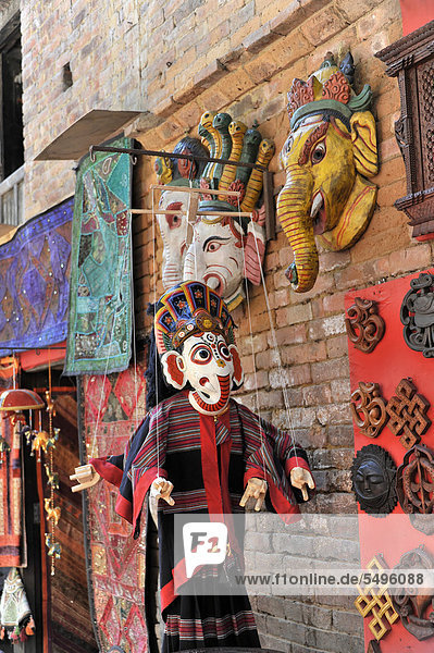 Souvenirs  street vendor  Bhaktapur  Kathmandu  Kathmandu Valley  Nepal  Asia