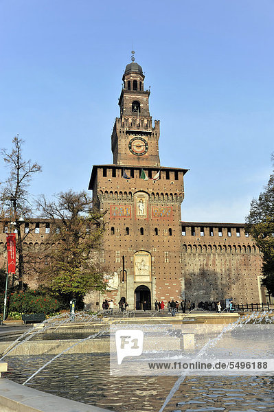 Schloss Fortezza Sforzesco  Baubeginn 1450  Mailand  Milano  Lombardei  Italien  Europa  ÖffentlicherGrund
