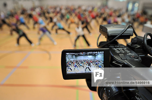 XCO training  video camera  display  aerobics convention  SpOrt  House of Sport  Stuttgart  Baden-Wuerttemberg  Germany  Europe