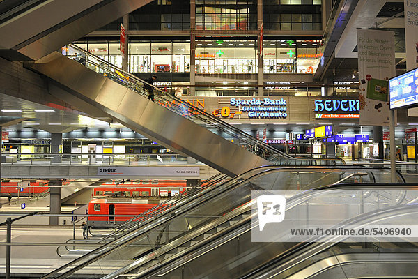 Escalators in the central station  Bezirk Mitte  Berlin  Germany  Europe