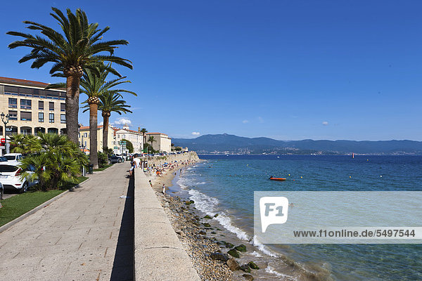 Promenade of Ajaccio citadel at back Corsica France Europe