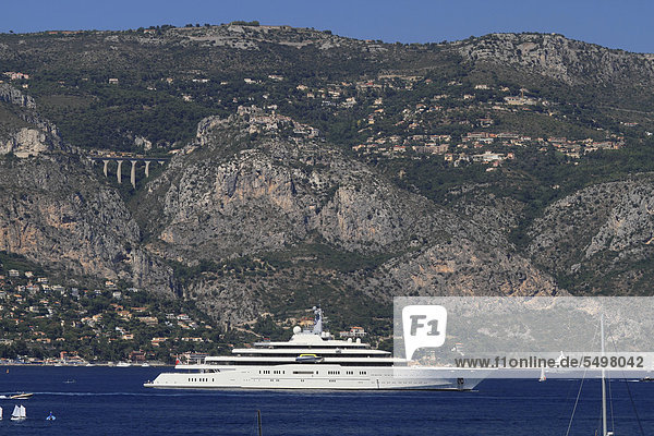 Luxury motor yacht Eclipse  longest yacht in the world  as of 2012  c 163m long  owned by Roman Abramovitch  built by shipyard Blohm + Voss GmbH  delivery 2010  in Eze  CÙte d'Azur  France  Europe