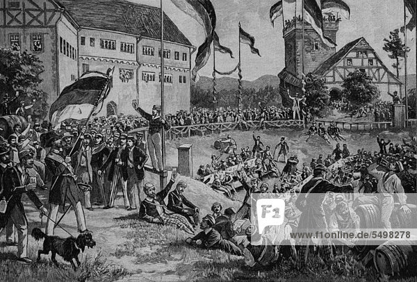 Das Wartburgfest 1848  Holzstich  ca. 1880