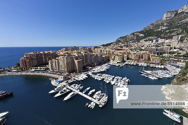 Port Fontvieille harbour  Monaco-Fontvieille  Monte Carlo  principality of Monaco  Cote d'Azur  Mediterranean  Europe  PublicGround