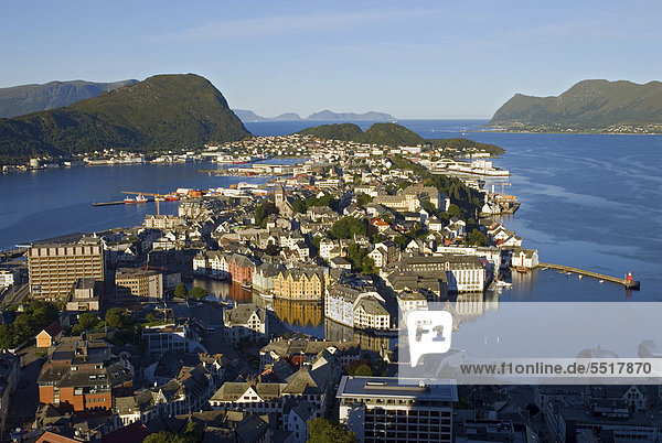 Europa Hügel Meer Aussichtspunkt Norwegen umgeben Alesund