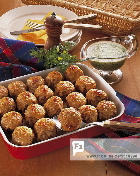 Lamb meatballs with savoury sauce  with rice and yogurt  Bulgaria  recipe available for a fee