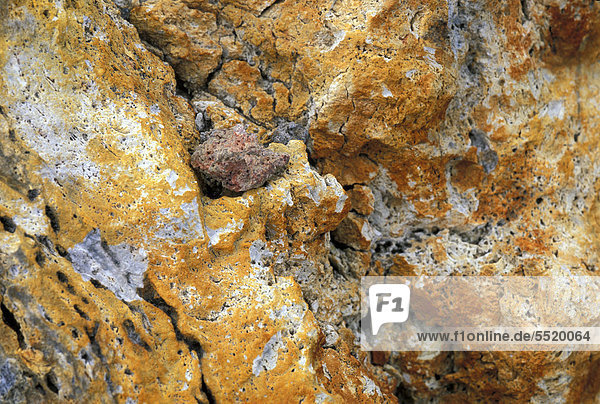 Schwefelhaltiges Gestein in Landmannalaugar  Hochland  Island  Europa