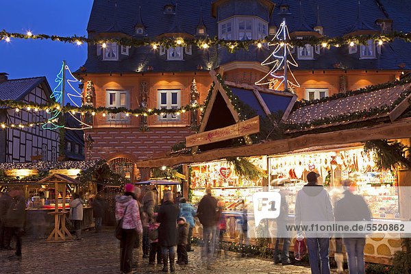 Christmas market in front of the town hall  Goslar  Lower Saxony  Germany  Europe