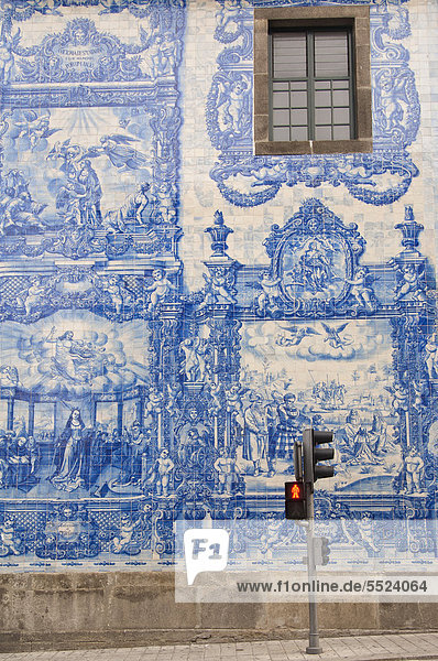 Capela Das Almas  outside wall covered with azulejos  Porto  Unesco World Heritage Site  Portugal  Europe