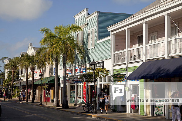 Main street and tourist attractions on Duval Street in Key West  Florida Keys  Florida  USA