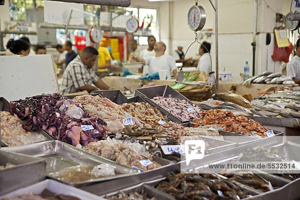 Freshly caught fish and seafood at the fish market in Panama City  Panama  Central America