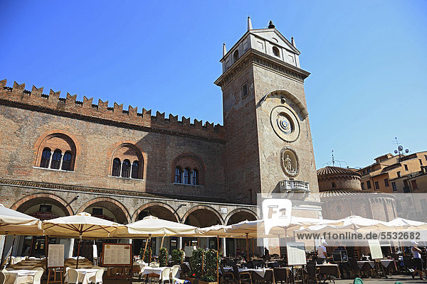 Torre dell Orologio  clock tower  Piazza delle Erbe  Mantua  Mantova  Lombardy  Italy  Europe