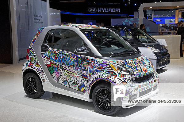 'A Smart car designed by ''Bill the Artist'' on display at the North American International Auto Show  Detroit  Michigan  USA'