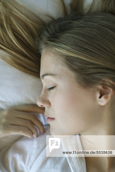 Woman sleeping  close-up