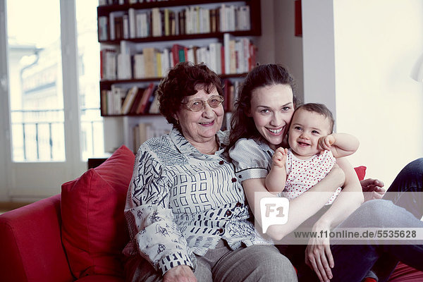 Grandmother  mother and baby girl  portrait