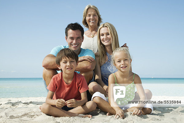 Multi-generation family at the beach  portrait