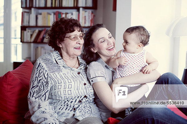 Grandmother  mother and baby girl  portrait