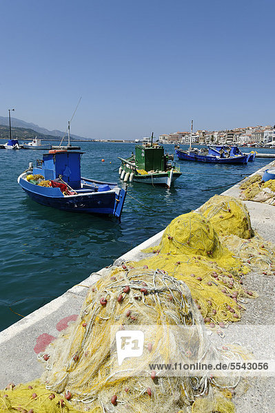 Hafen Europa Straße Boot angeln Ägäisches Meer Ägäis Griechenland