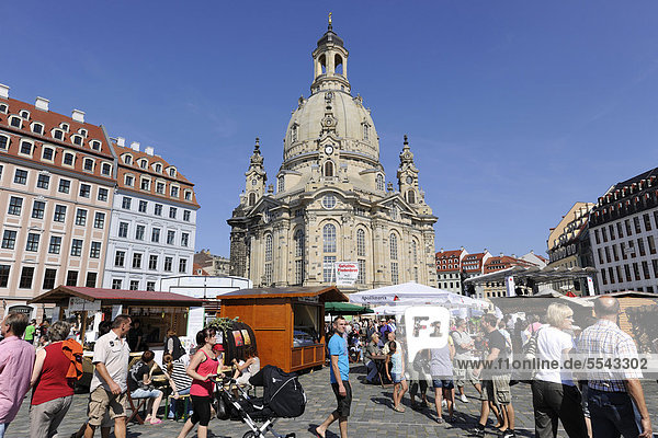 Stadtfest in Dresden  Frauenkirche am Neumarkt  Sachsen  Deutschland  Europa