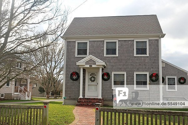 Vereinigte Staaten von Amerika USA Wohnhaus Weihnachten Dekoration Cape Cod National Seashore Massachusetts Jahreszeit