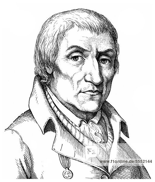 Historical drawing from the 19th century  portrait of Christian Joachim Nettelbeck  1738 - 1824  German folk hero