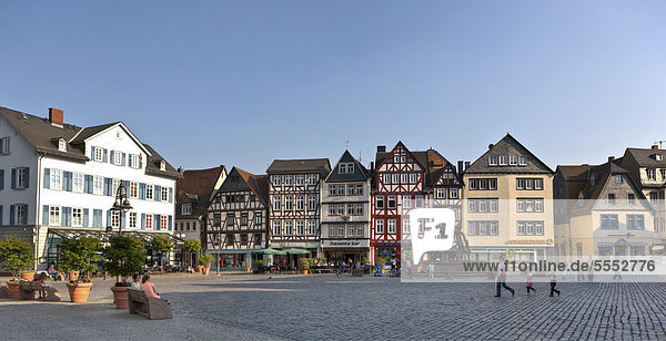 Half-timbered houses on the Marktplatz square in the town of Butzbach  Hesse  Germany  Europe  PublicGround