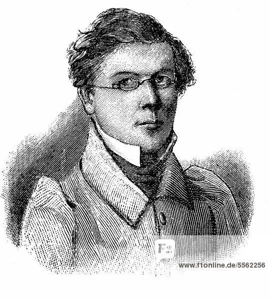 Fritz Reuter  1810-1874  real name Heinrich Ludwig Christian Friedrich Reuter  considered one of the most important German poets and writers of the Low German language  historic woodcut  c. 1880