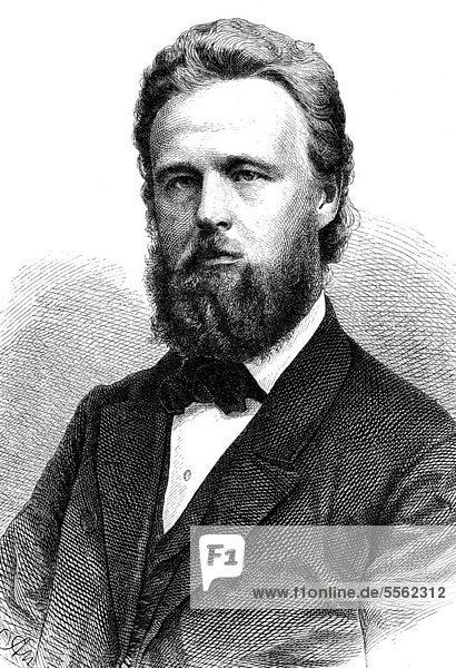 Friedrich Kapp  1824 - 1884  ein deutschamerikanischer Rechtsanwalt  Schriftsteller und Politiker  historischer Holzschnitt  circa 1870