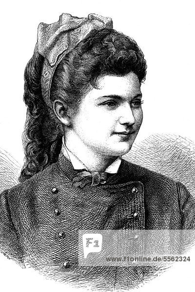 Ernestine Wegner  1854 - 1883  deutsche Theaterschauspielerin und Sängerin  historischer Holzschnitt  circa 1880