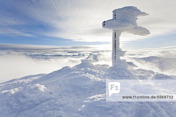 Summit cross at the Salzburg Hochthron at the Untersberg Alps