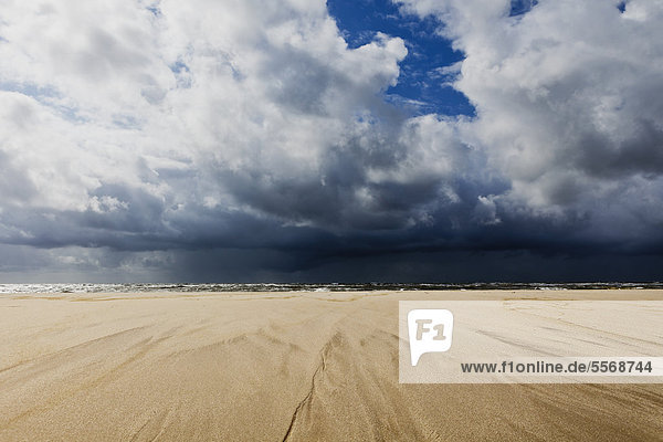 Unwetterwolken über dem Strand von Sylt  Deutschland