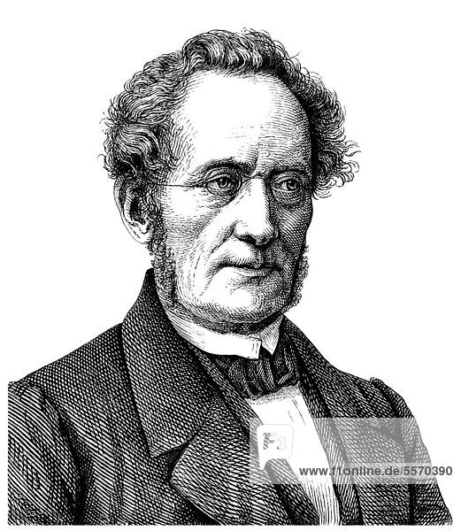 Historical illustration from the 19th Century  portrait of Friedrich Wilhelm Ritschl  1806 - 1876  a German classical philologist and professor