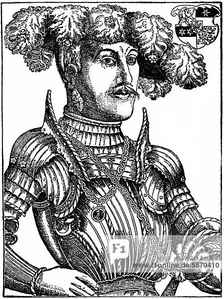 Historical illustration from the 19th Century  portrait of Philip I  the Magnanimous from the House of Hesse  1504 - 1567  Landgrave of Hesse during the Reformation and Renaissance in the Holy Roman Empire