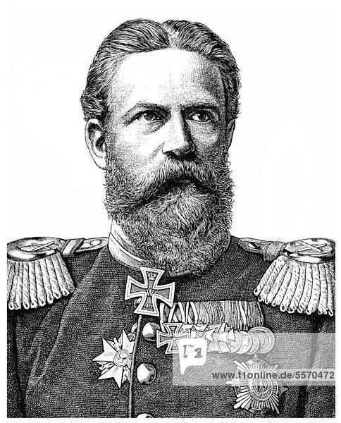 Historical illustration from the 19th century  portrait of Frederick III or Frederick William Nicholas Charles of Prussia  1831 - 1888  German Emperor and King of Prussia