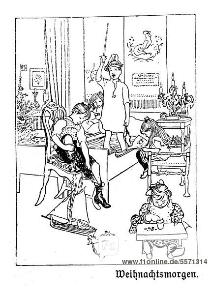 Christmas morning  illustration in The House in the Sun by Carl Larsson  1917