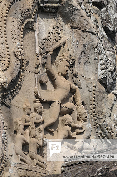 Skulpturales Relief  oberste Ebene  Tempelberg  Angkor Wat  Siem Reap  Kambodscha  Südostasien