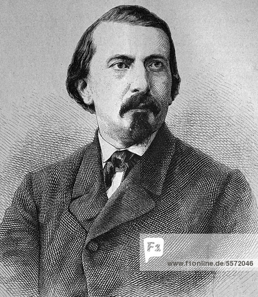 Karl Rudolf Gottschall  1823-1909  a German dramatist  epic poet  storyteller  historian and literary critic  historical engraving  circa 1869