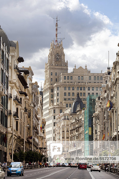 Madrid Hauptstadt Europa Büro Telekommunikation Großmutter Zentrale Prachtstraße Betrieb Spanien spanisch